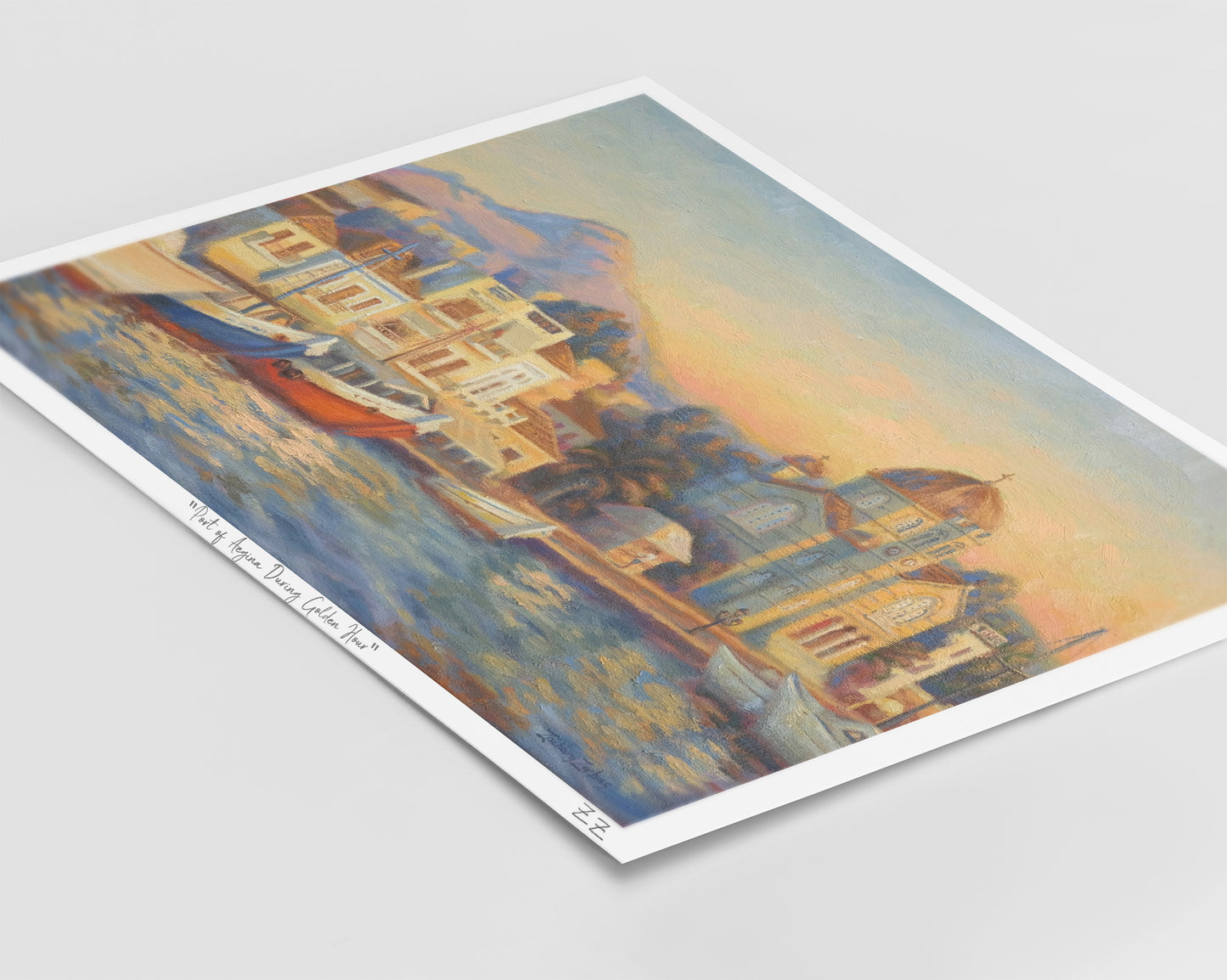 Art Print: Port of Aegina During Golden Hour