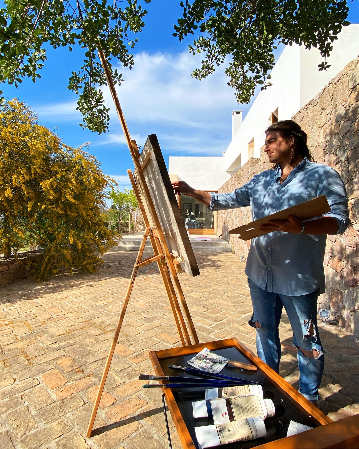 Original Painting: Blooming Acacia Tree in Tzikides Aegina