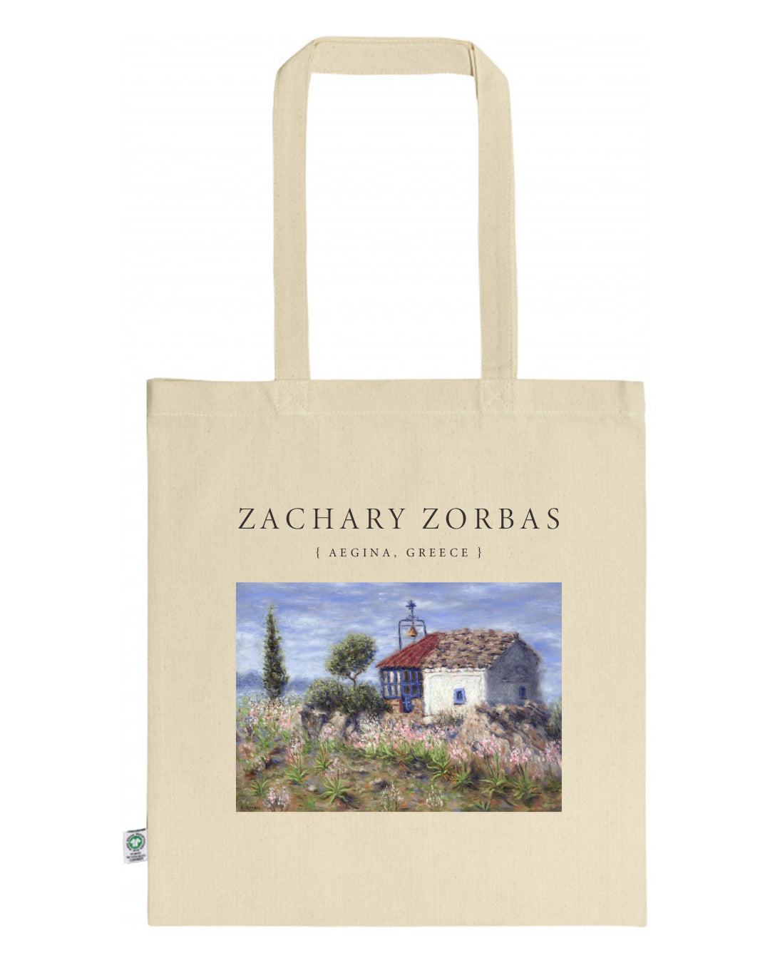 Tote Bag Organic: Chapel on Top of the Mountain in Aegina