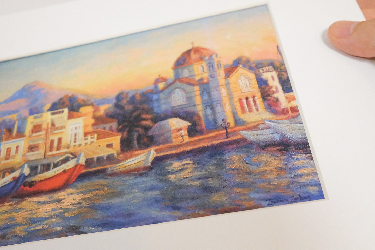 Art Print: Port of Aegina During Golden Hour