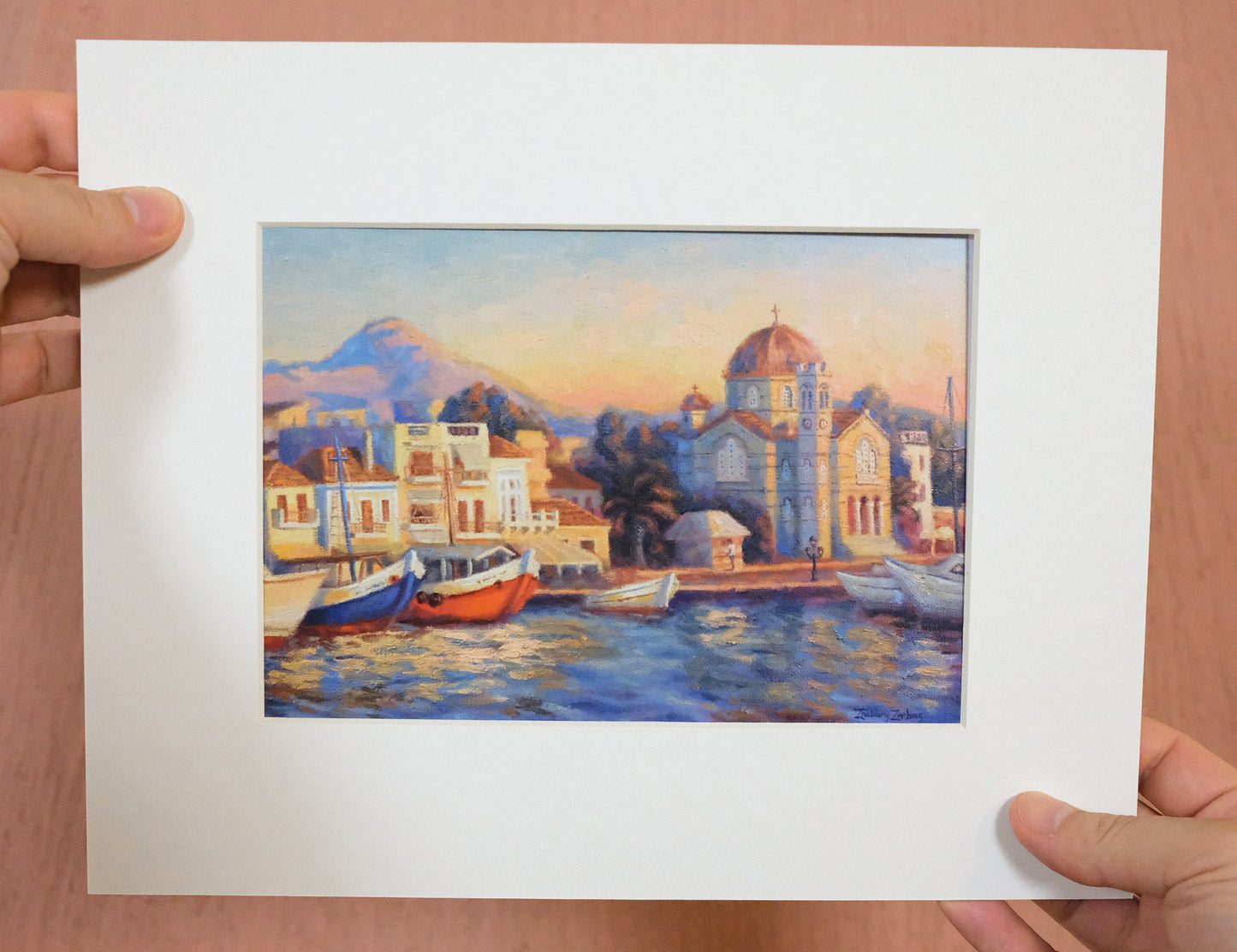 Art Print: Port of Aegina During Golden Hour