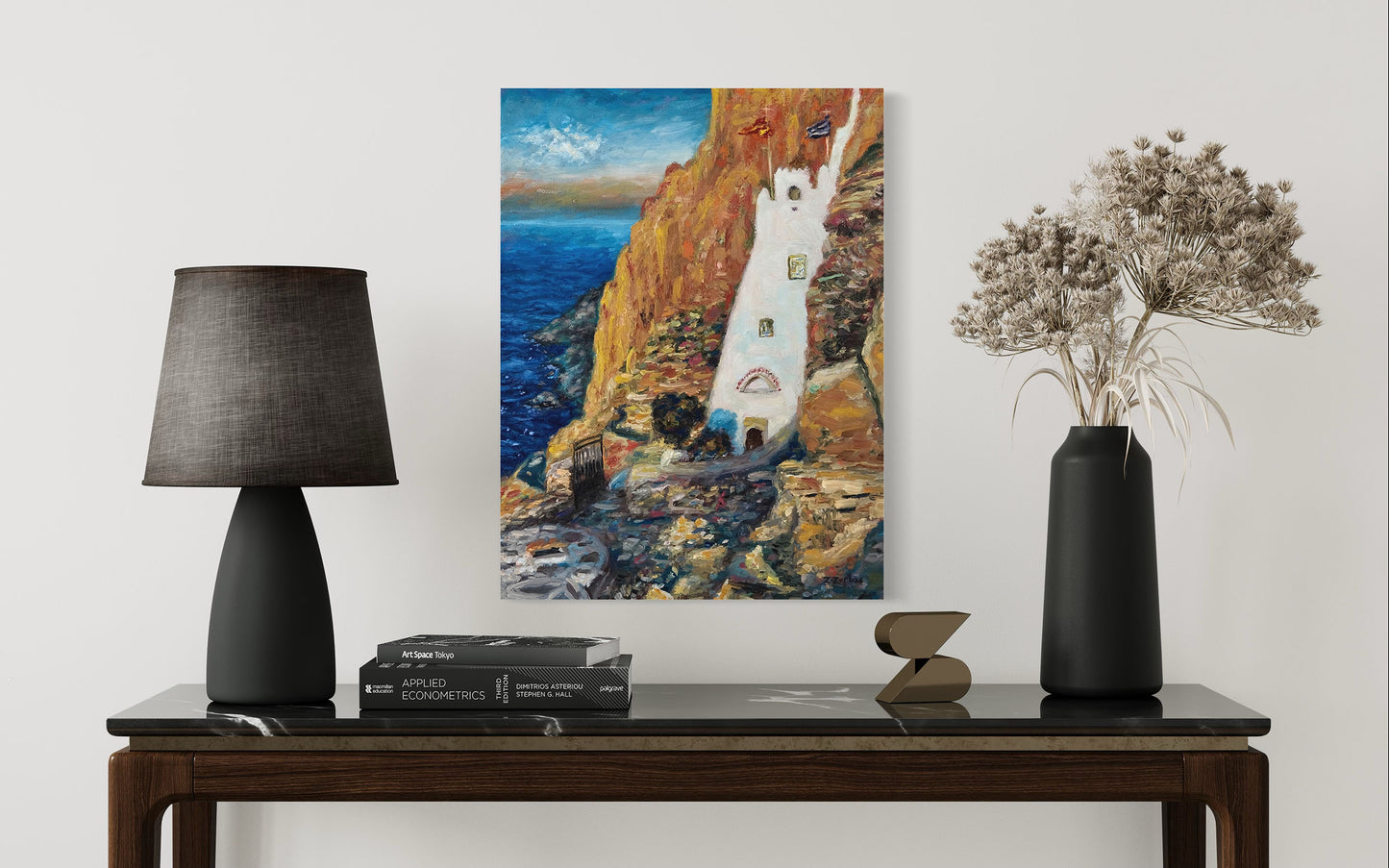 Original Painting: Cliffside Monastery in Amorgos