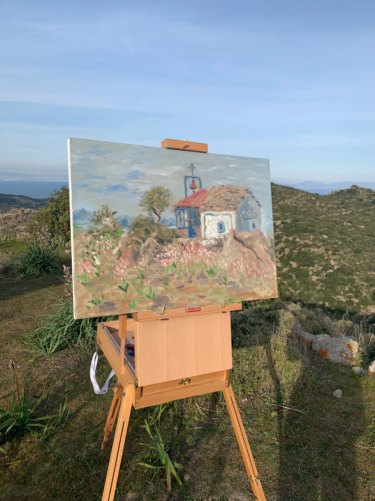 Original Painting: Chapel on Top of the Mountain in Aegina