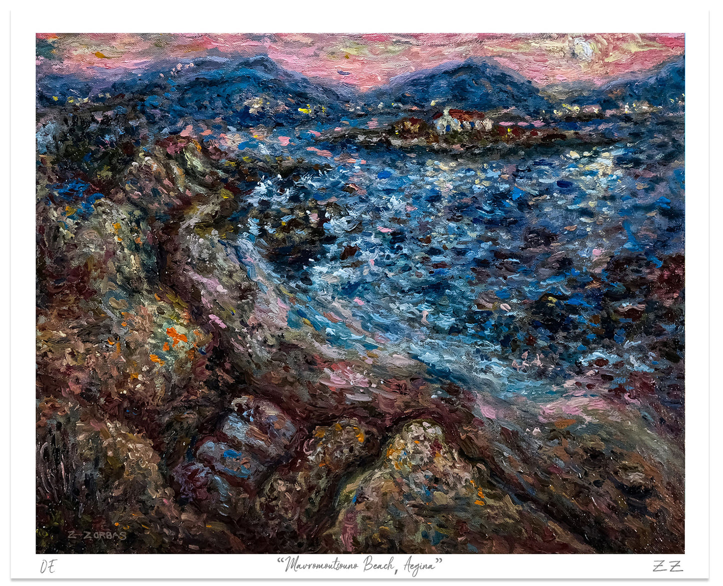 Art Print: Beach with Islet in Mavromoutsouno, Aegina