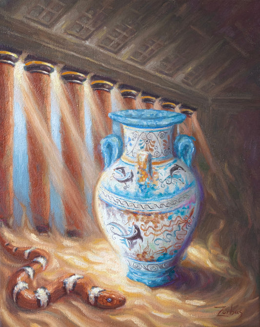 Original Painting: Minoan Amphora in Knossos Temple, Crete