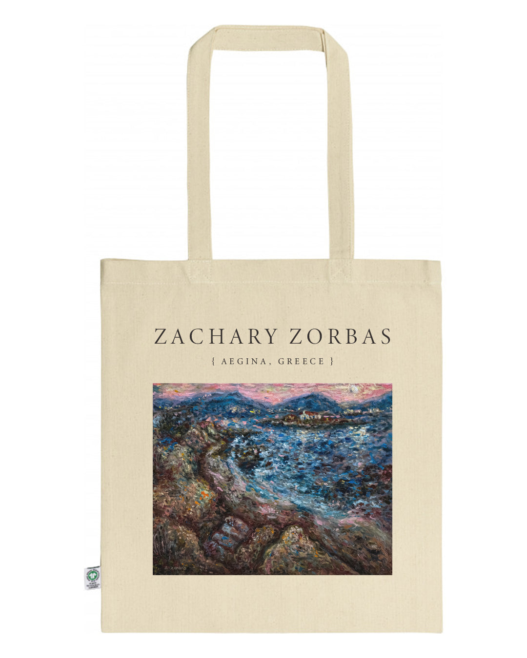 Tote Bag Organic: Beach with Islet in Vagia Aegina