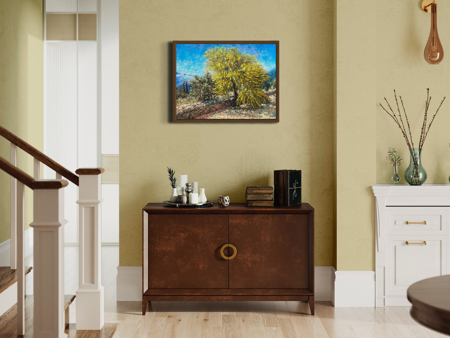 Original Painting: Blooming Acacia Tree in Tzikides Aegina