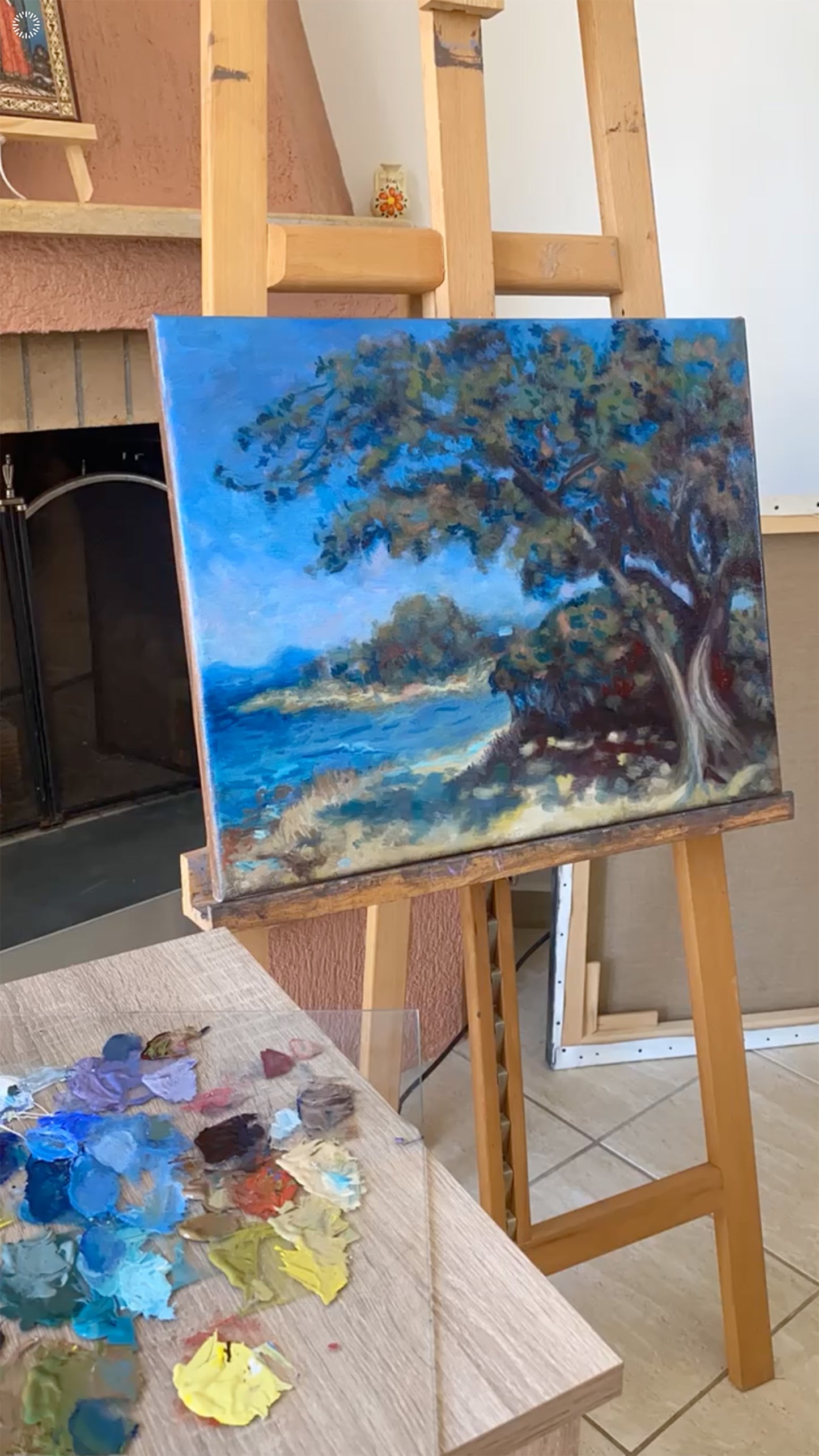 Original Painting: Juniper Tree at Horeftra Beach in Aegina