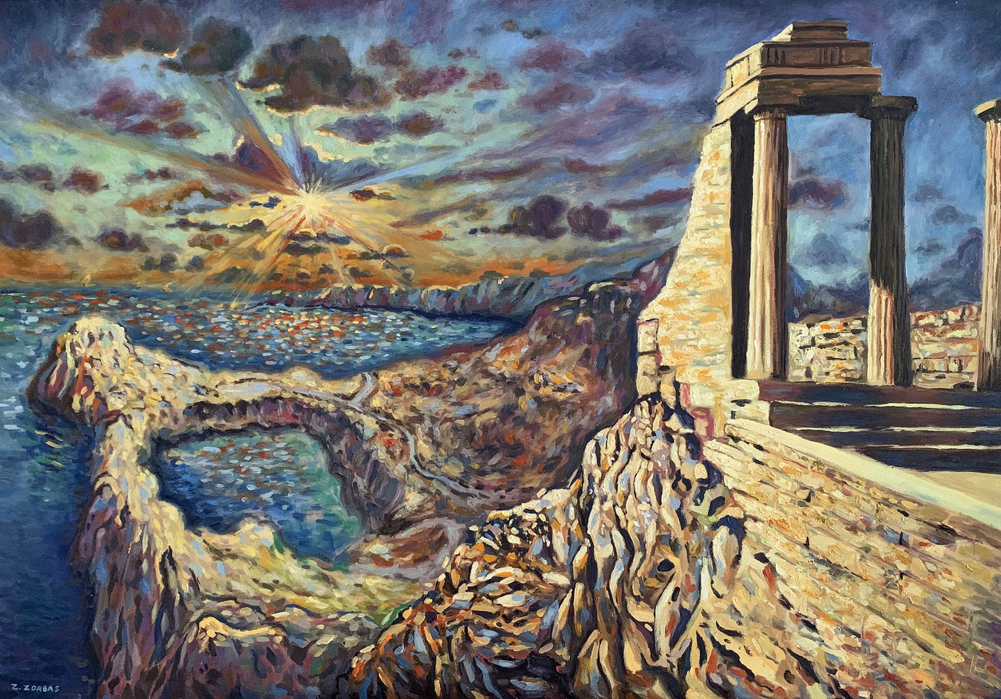 Original Painting: Acropolis of Lindos, Rhodes