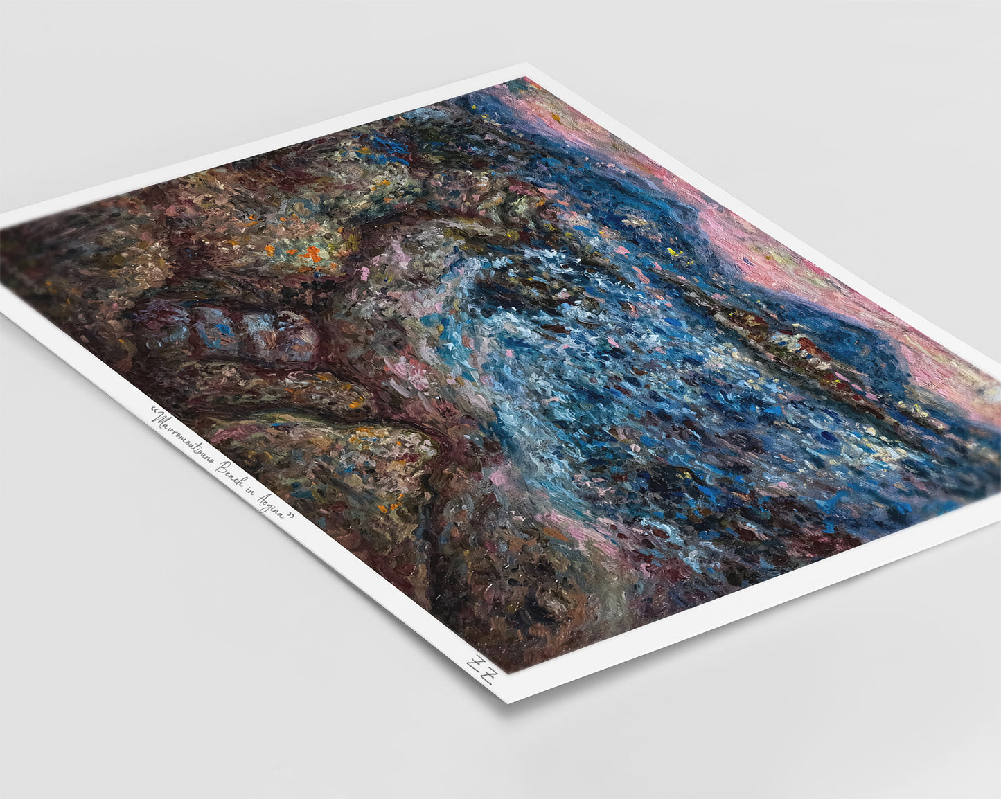 Art Print: Beach with Islet in Mavromoutsouno, Aegina