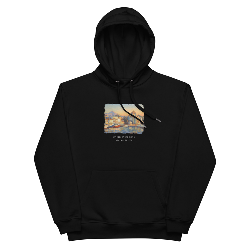 Hoodie: Port of Aegina During Golden Hour Premium Eco Dark