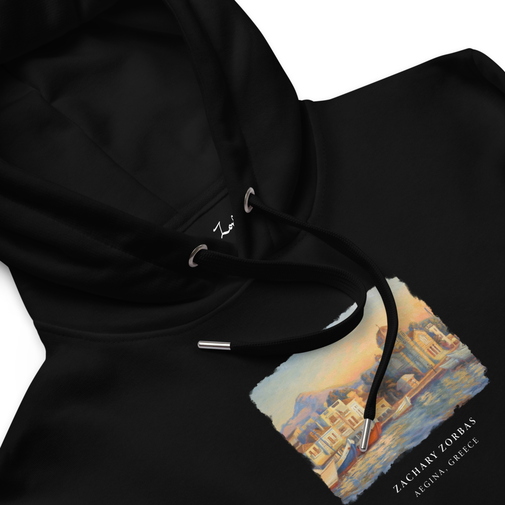 Hoodie: Port of Aegina During Golden Hour Premium Eco Dark