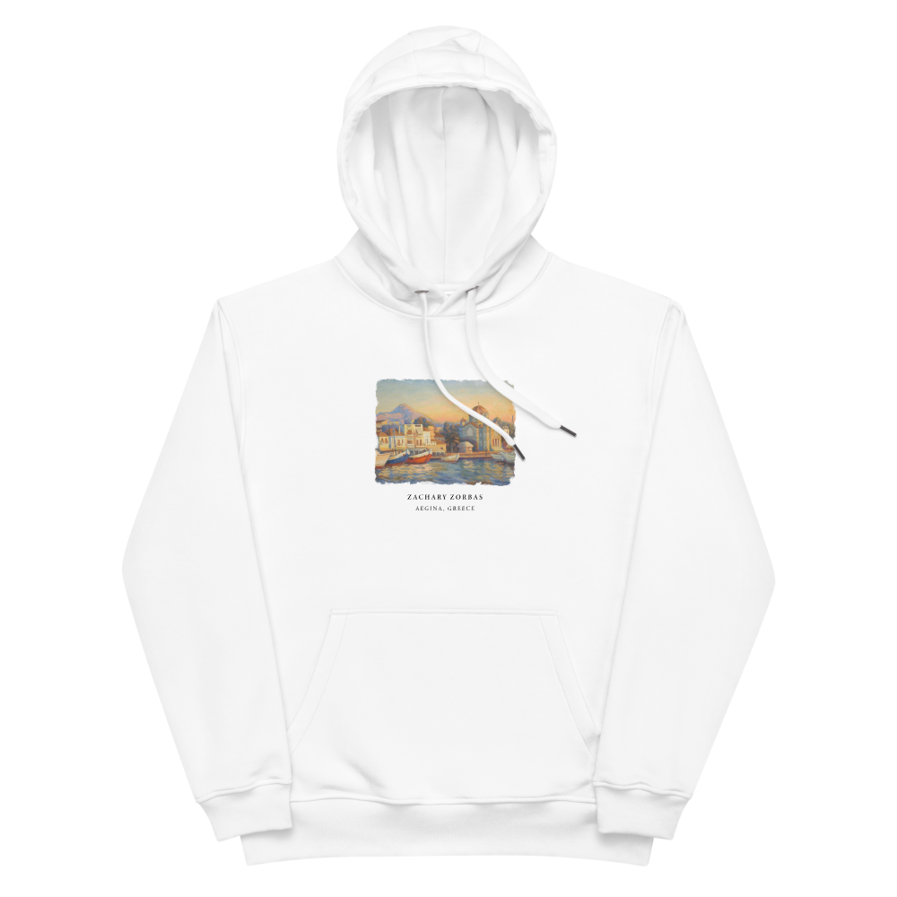 Hoodie: Port of Aegina During Golden Hour Premium Eco