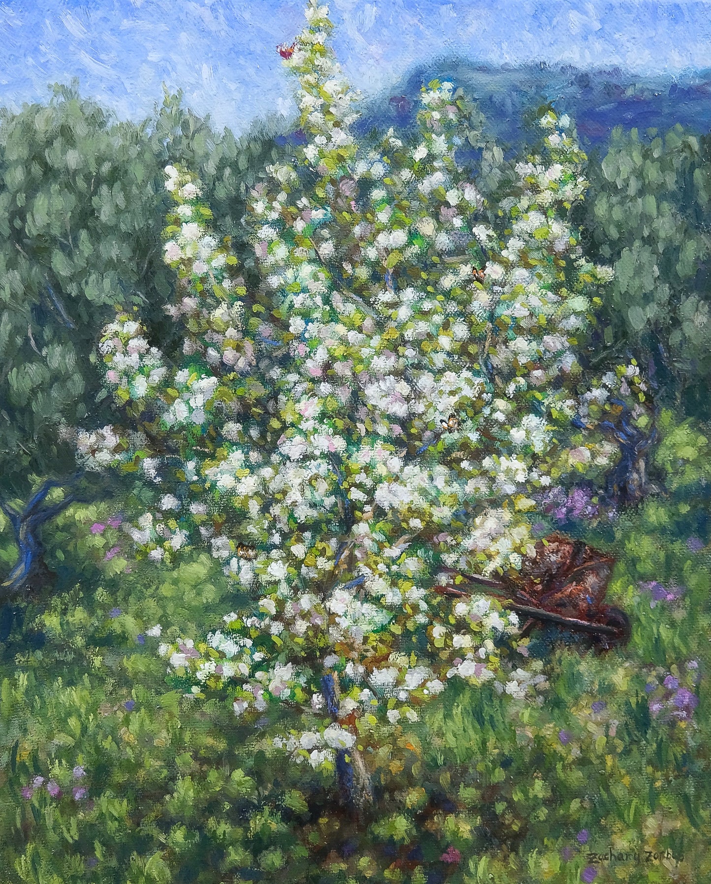 Original Painting: Blooming Pear Tree in Tzikides Aegina