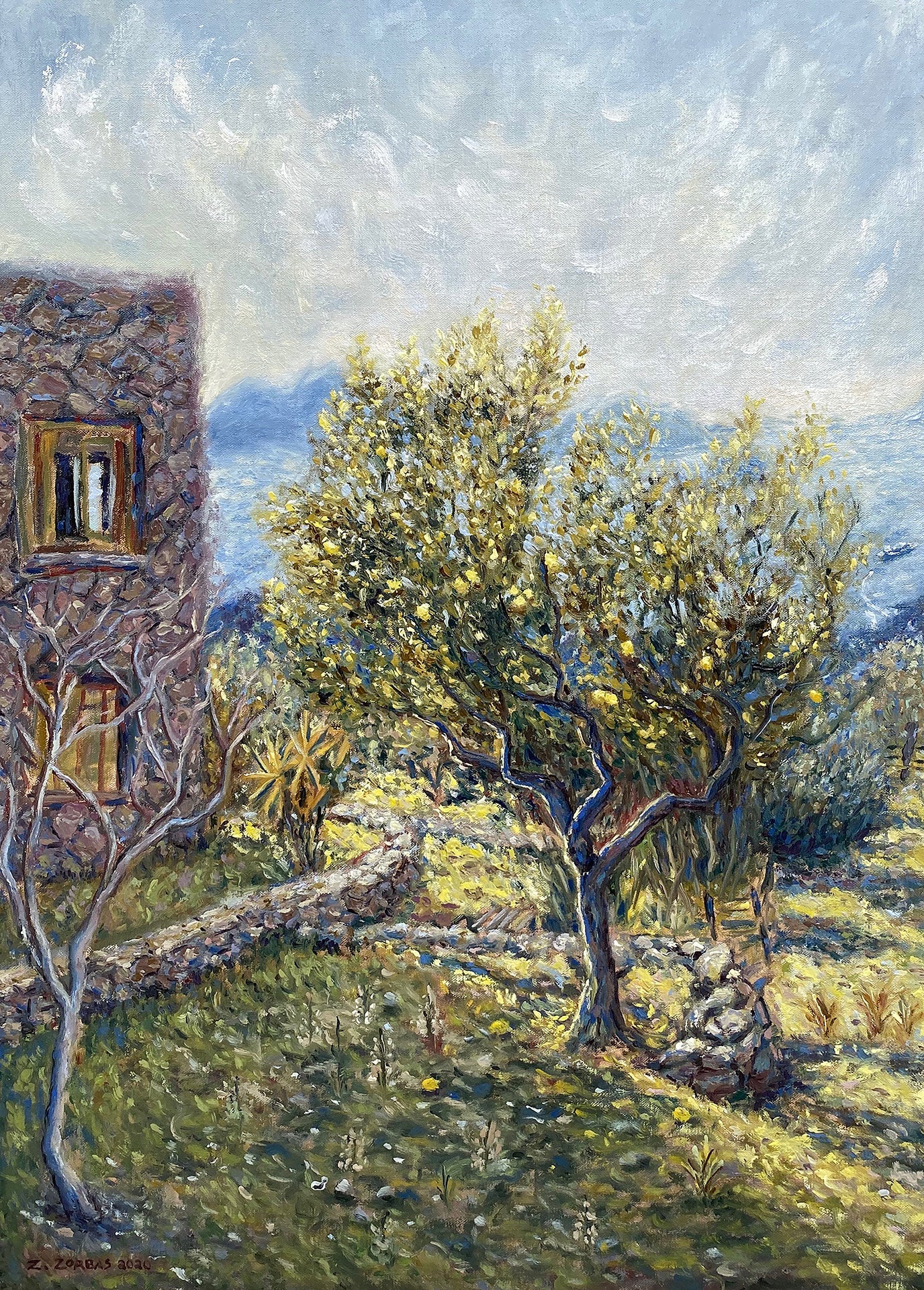 Original Painting: Lemon Tree at Home in Aegina