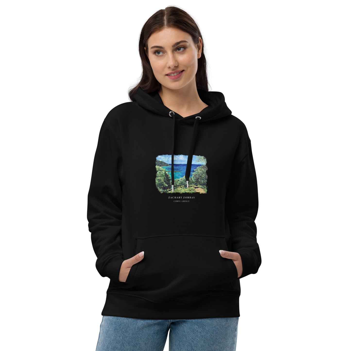 Hoodie: Olive Trees in Corfu Premium Eco Dark