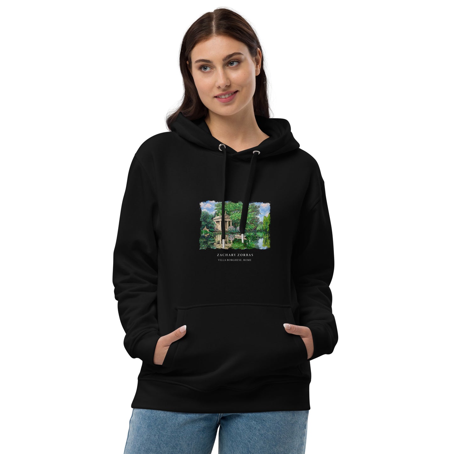 Hoodie: Villa Borghese Rome Premium Eco Dark