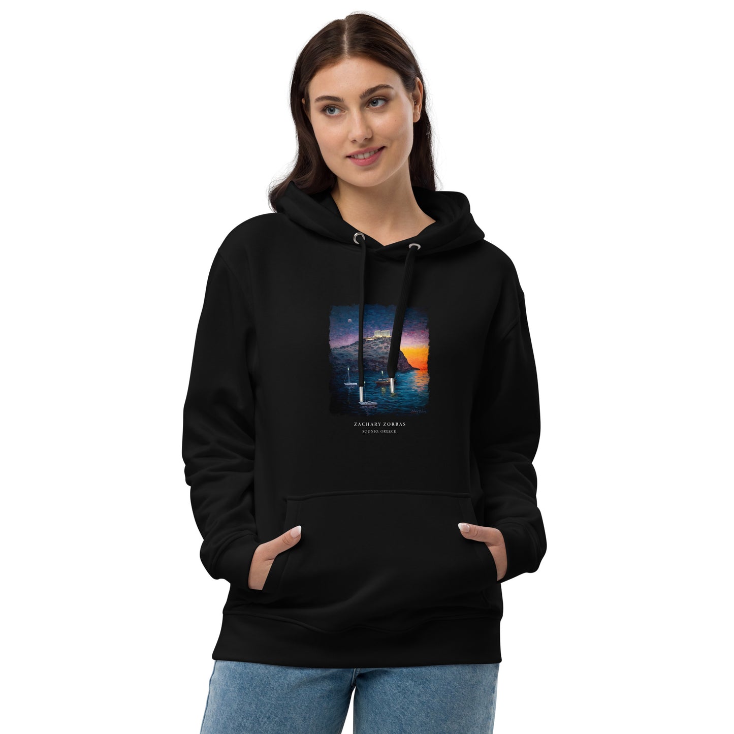 Hoodie: Cape Sounio Temple of Poseidon Premium Eco Dark