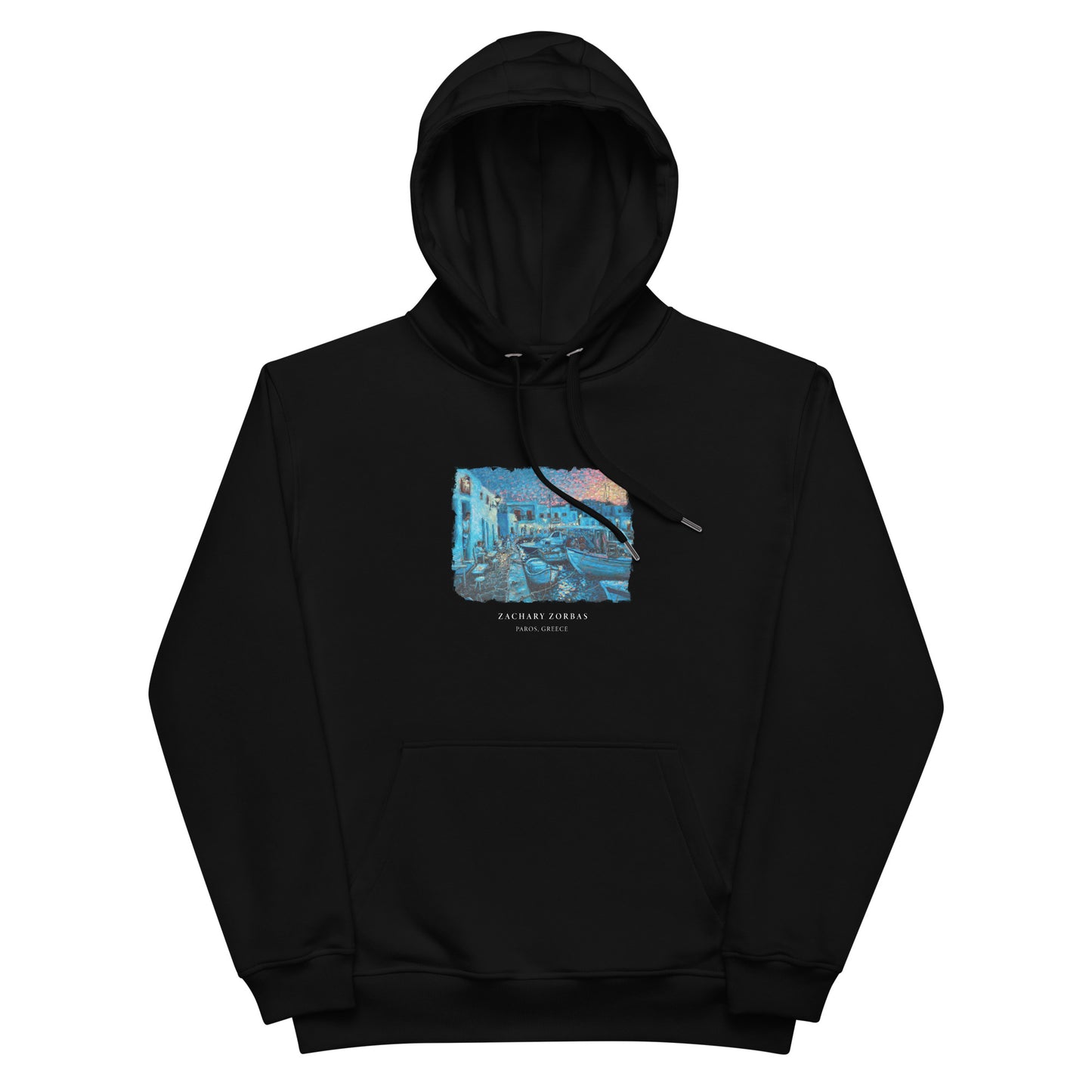 Hoodie: Evening in Naoussa Paros Premium Eco Dark