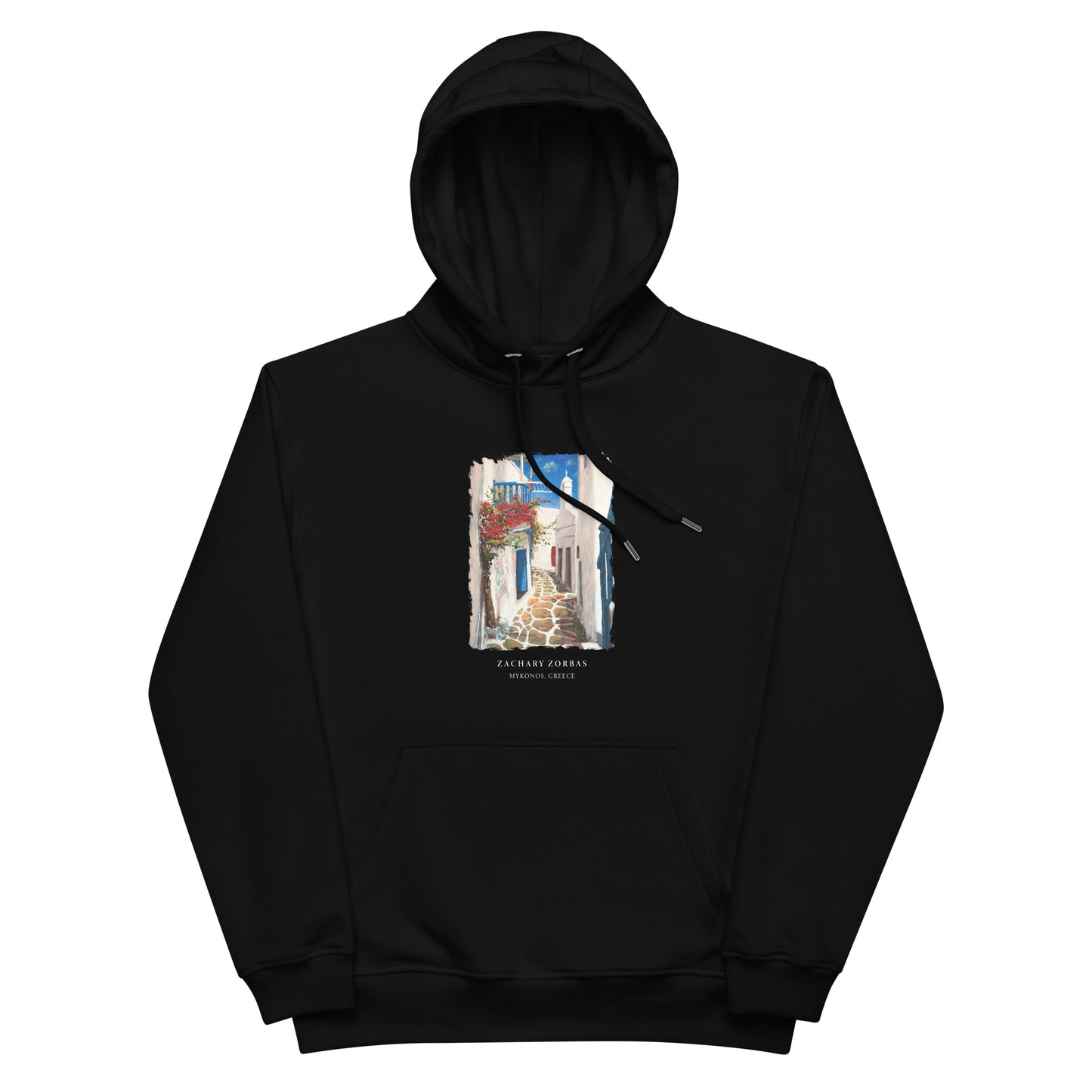 Hoodie: Mykonos Town Premium Eco Dark