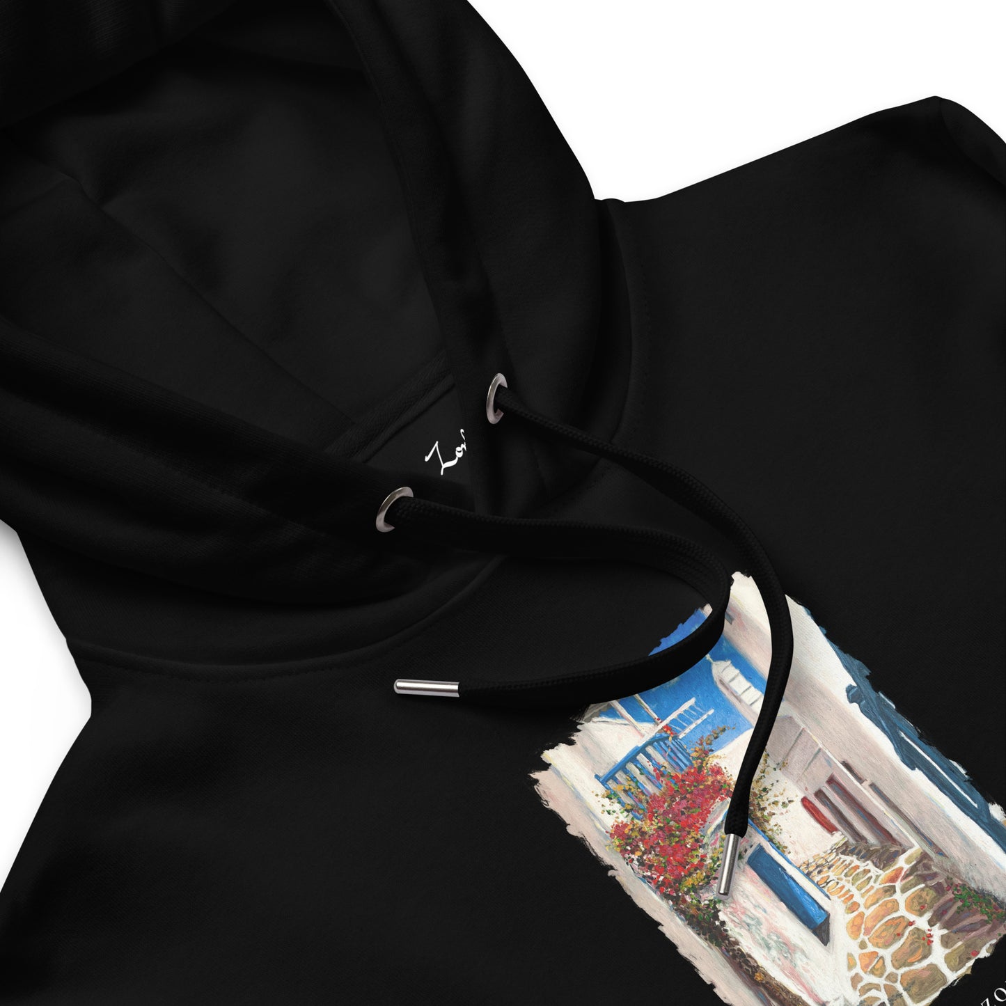 Hoodie: Mykonos Town Premium Eco Dark