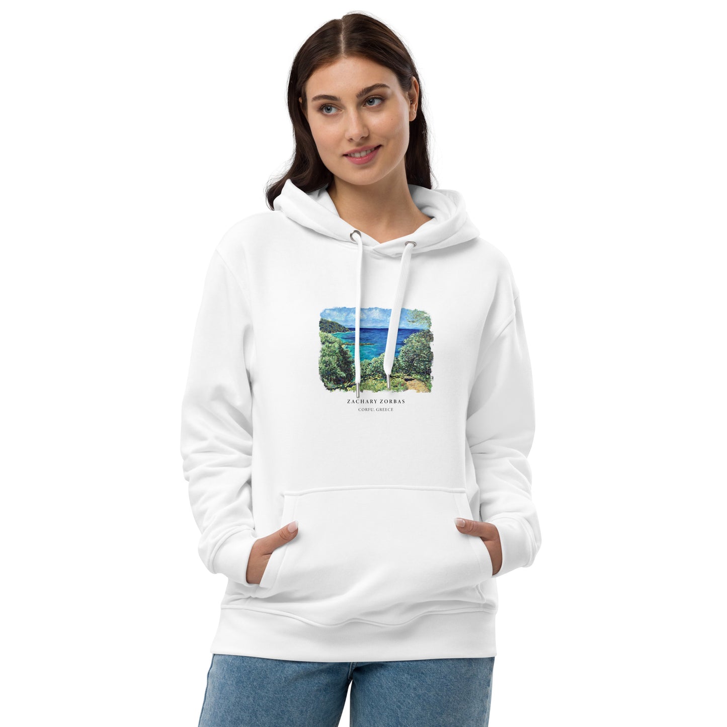 Hoodie: Olive Trees in Corfu Premium Eco