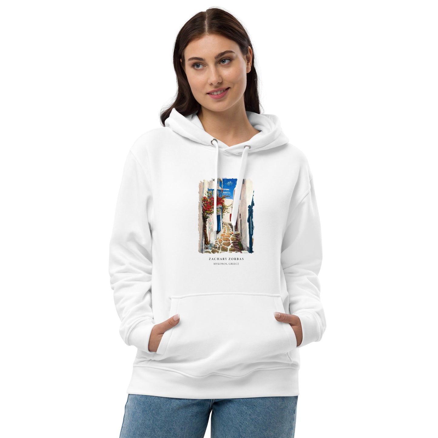 Hoodie: Mykonos Town Premium Eco