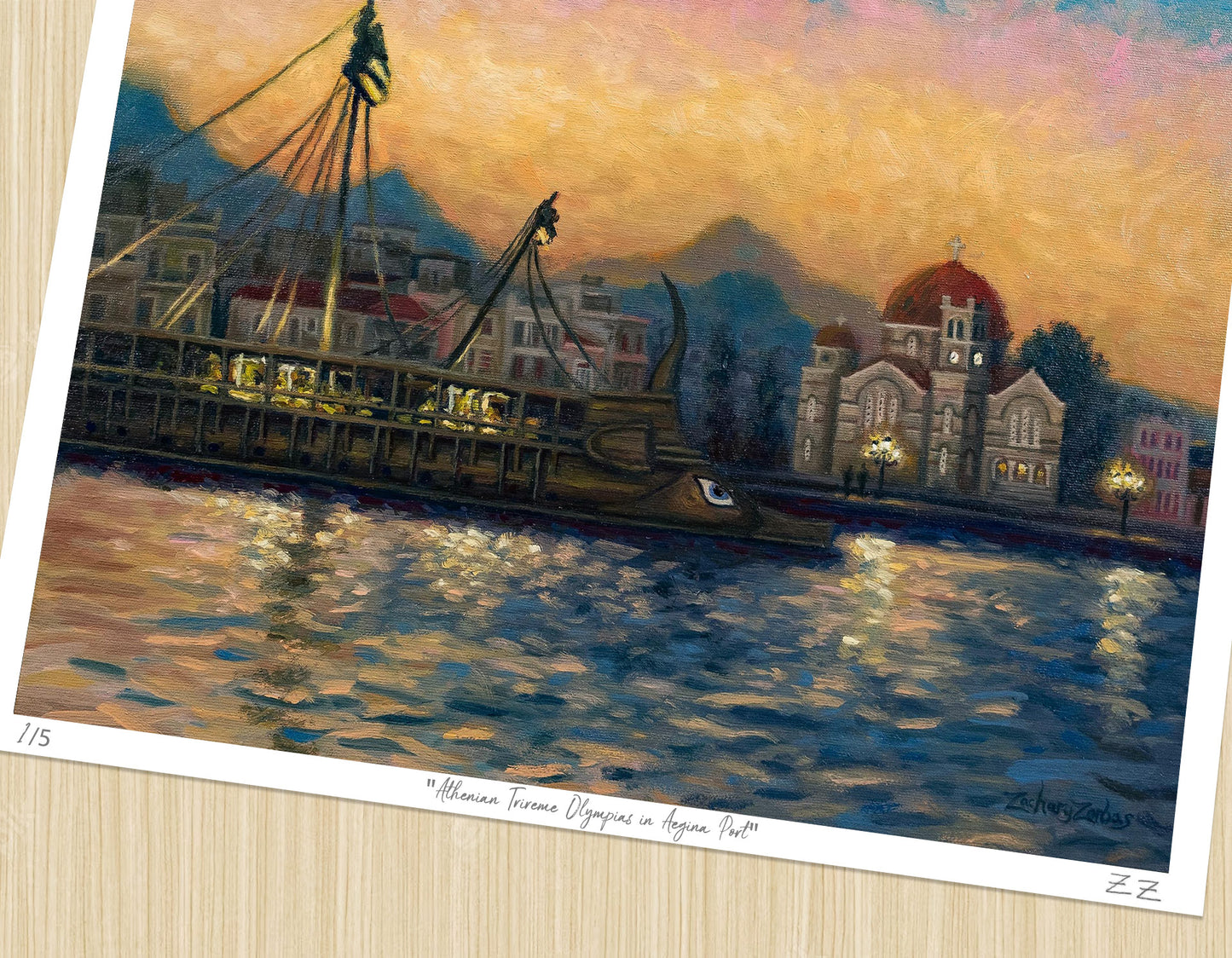 Limited Edition: Athenian Trireme Olympias in Aegina Port Print