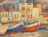 Art Print: Port of Aegina During Golden Hour