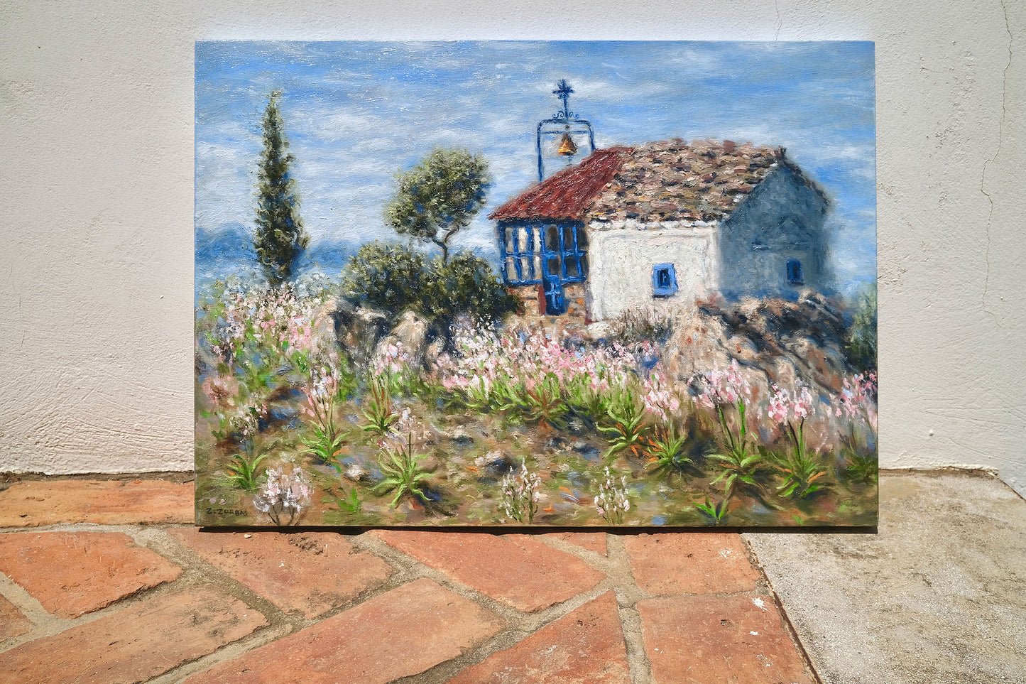 Original Painting: Chapel on Top of the Mountain in Aegina