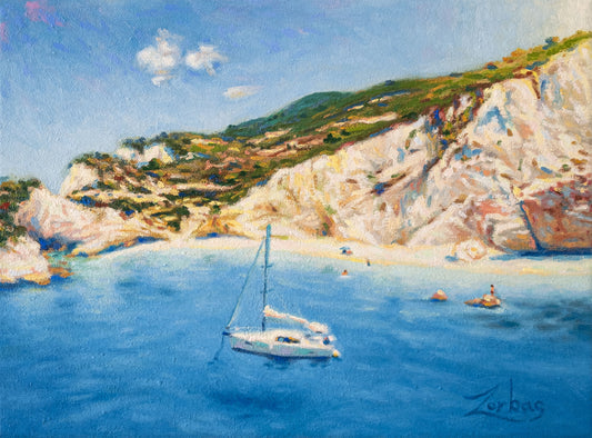 Original Painting: Sailing in Lefkada Island, Porto Katsiki