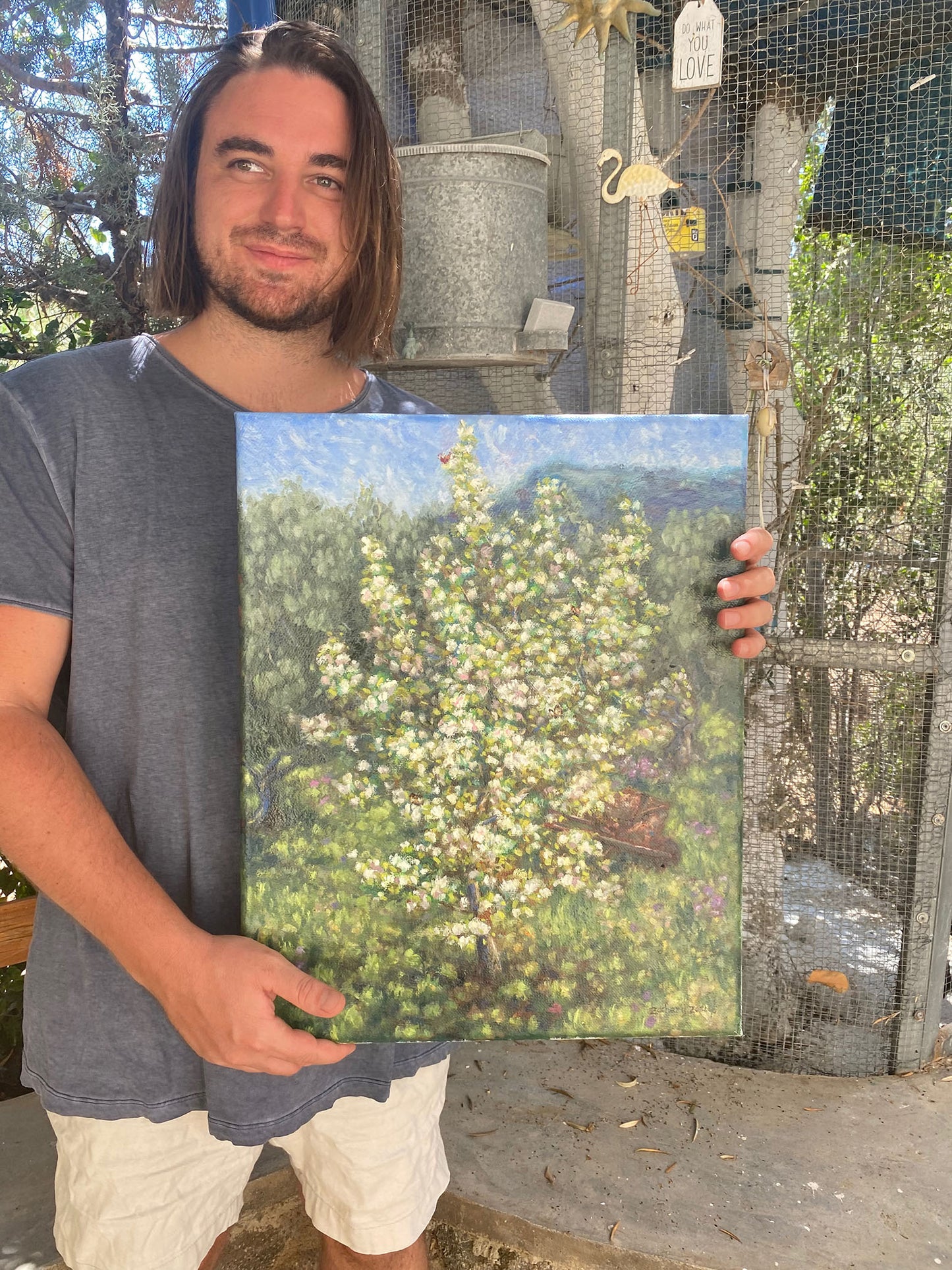 Original Painting: Blooming Pear Tree in Tzikides Aegina