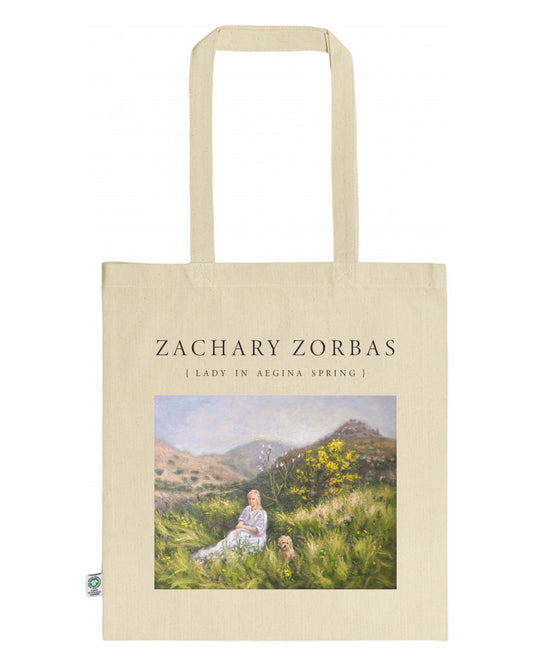 Tote Bag Organic: Lady in Aegina Spring with Her Poodle
