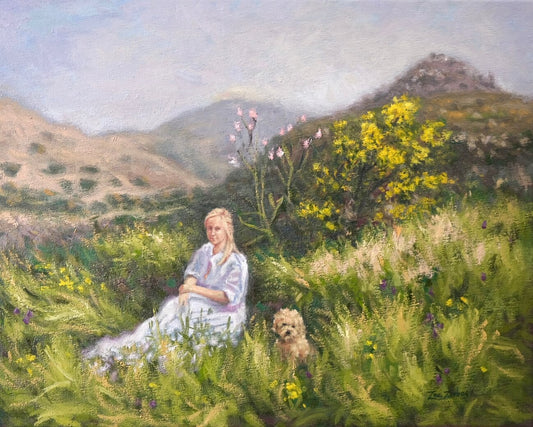 Canvas Print: Lady in Aegina Spring with Her Poodle