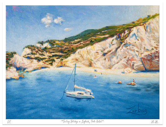 Art Print: Sailing in Lefkada Island, Porto Katsiki