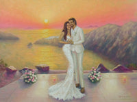 Oil Painting Final Payment: Wedding in Santorini Kate and Dean