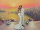 Original Painting: Wedding in Santorini - Kate & Dean