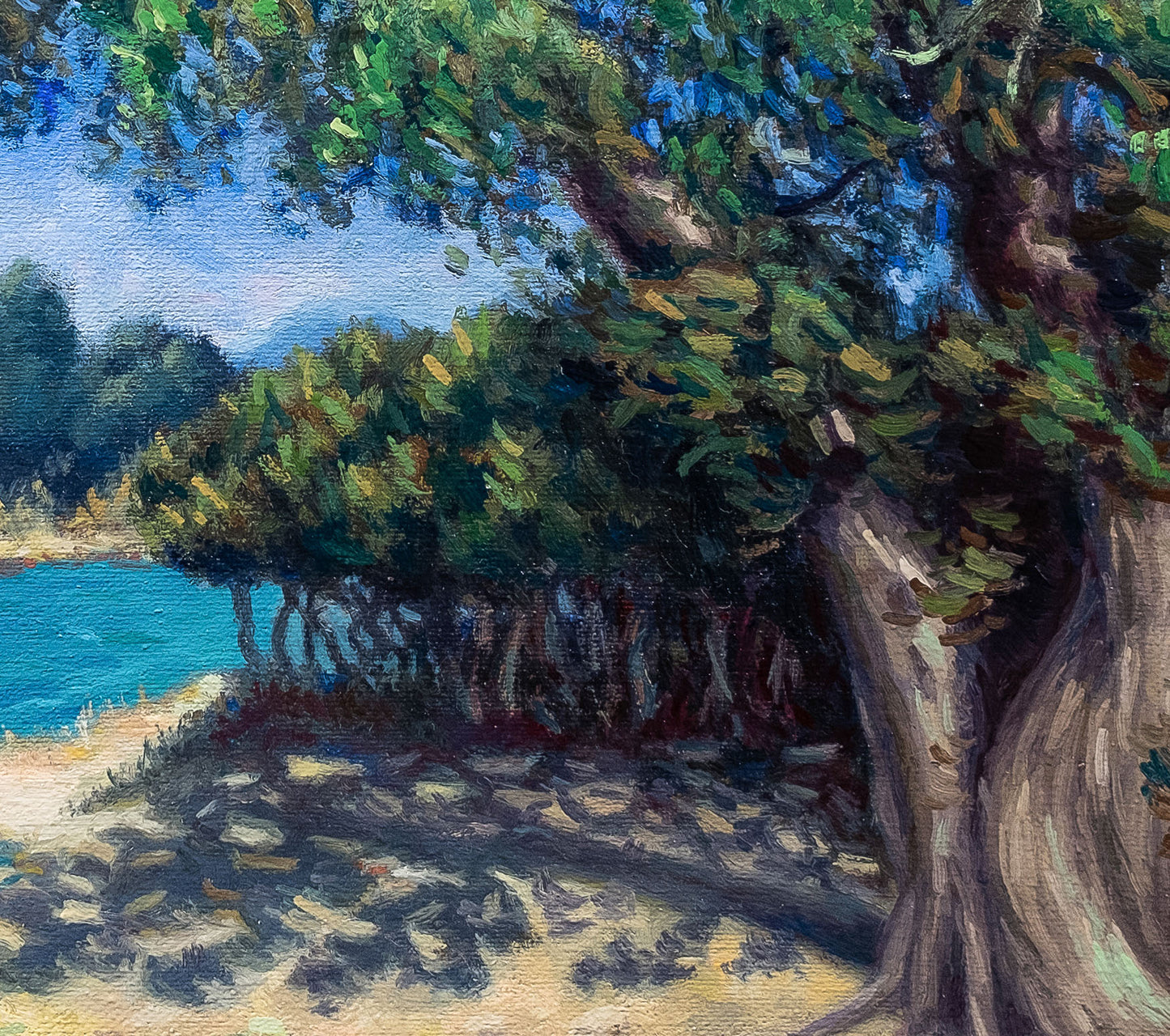 Original Painting: Juniper Tree at Horeftra Beach in Aegina