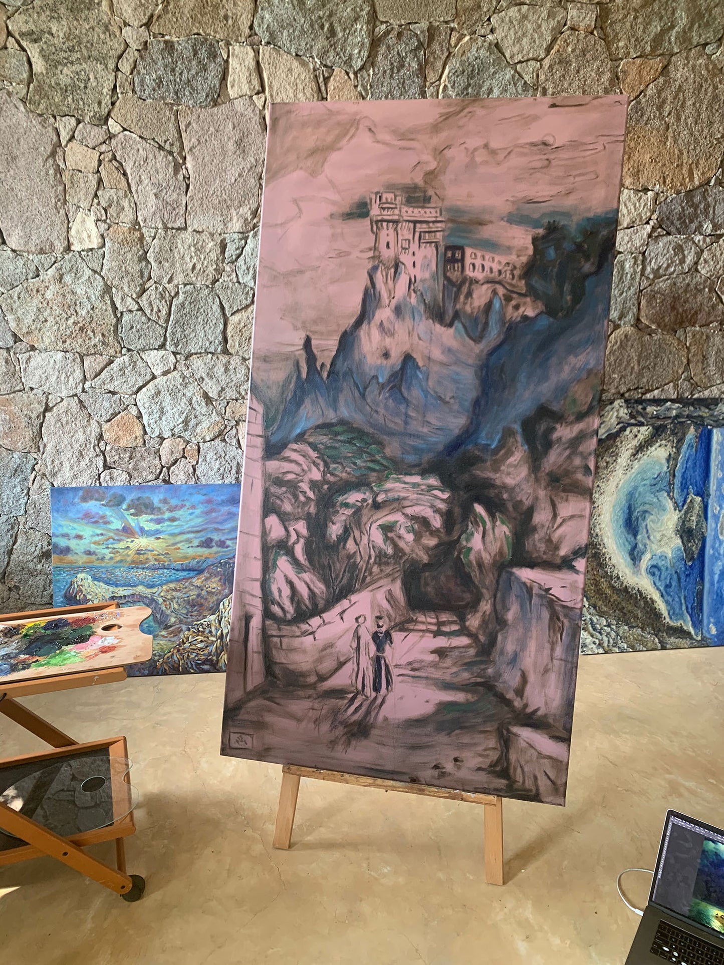 Original Painting: Finding the Monastery of Simonopetra in Mt. Athos