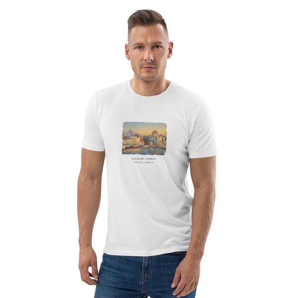 T-Shirt: Port of Aegina During Golden Hour Unisex Organic Cotton