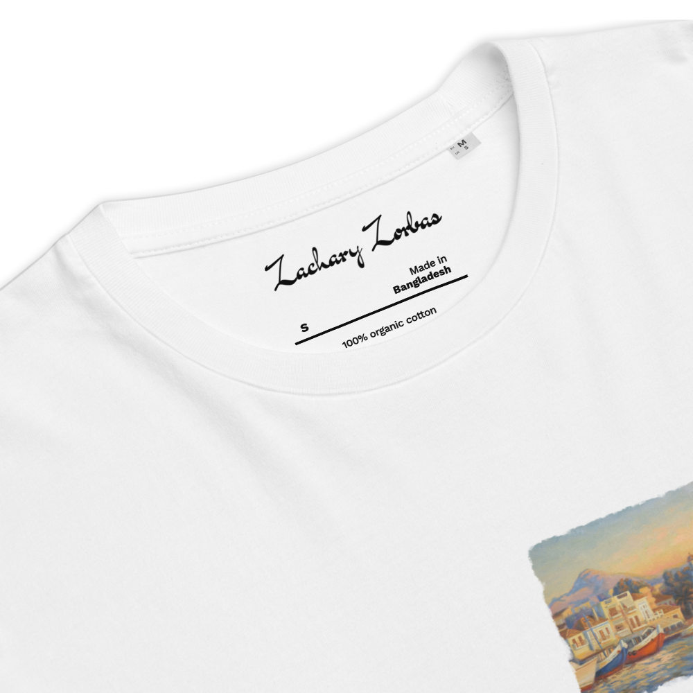 T-Shirt: Port of Aegina During Golden Hour Unisex Organic Cotton Left