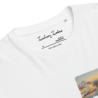 T-Shirt: Port of Aegina During Golden Hour Unisex Organic Cotton Left