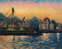 Original Painting: Athenian Trireme Olympias in Aegina Port