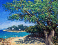 Original Painting: Juniper Tree at Horeftra Beach in Aegina
