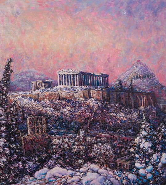 Canvas Print: Morning Snow on the Acropolis