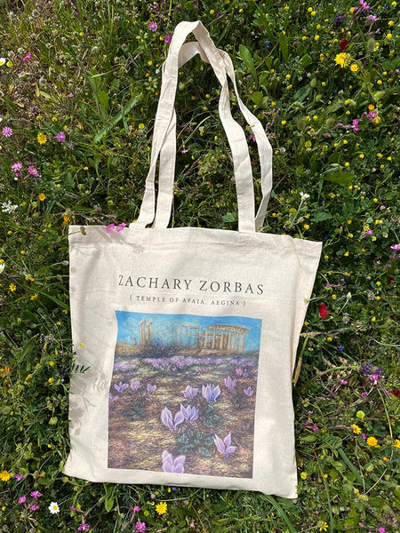 Tote Bag: Cyclamen Flowers at Afaia's Temple