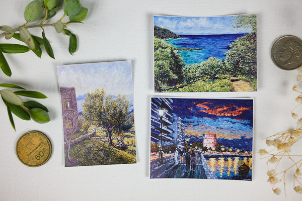 Stickers: 3-Pack with Thessaloniki, Lemon Tree & Corfu