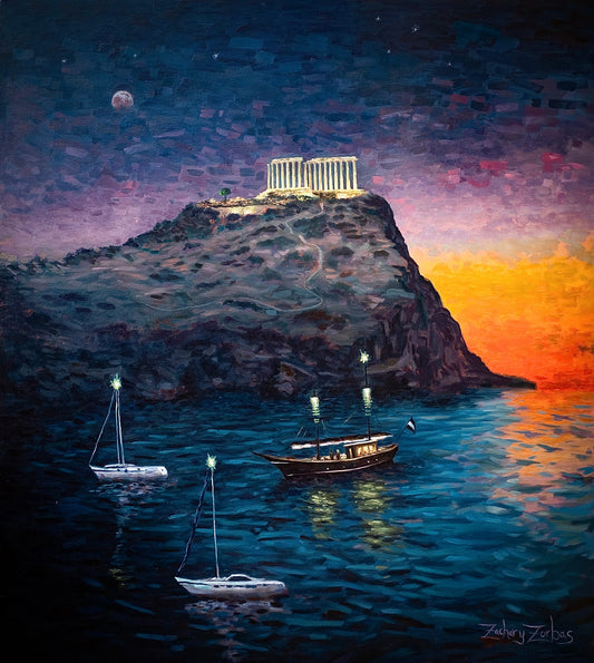 Original Painting: Cape Sounio, Temple of Poseidon