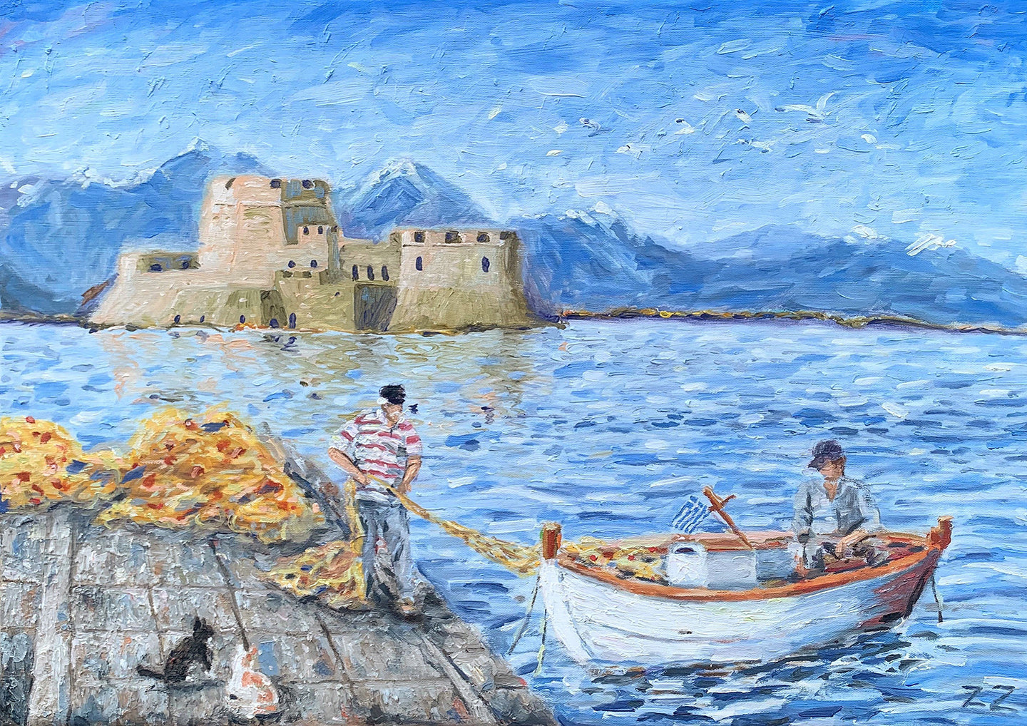 Canvas Print: Fishermen in Nafplio