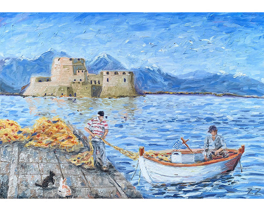 Art Print: Fishermen in Nafplio